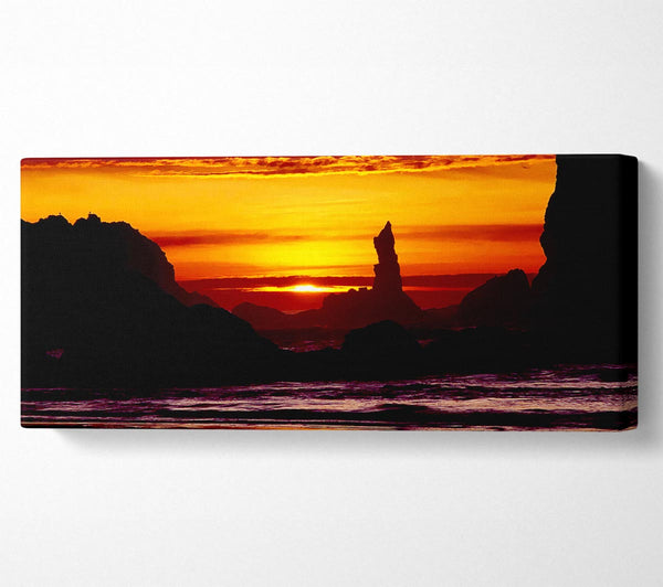 Tranquil Orange Ocean Rocks