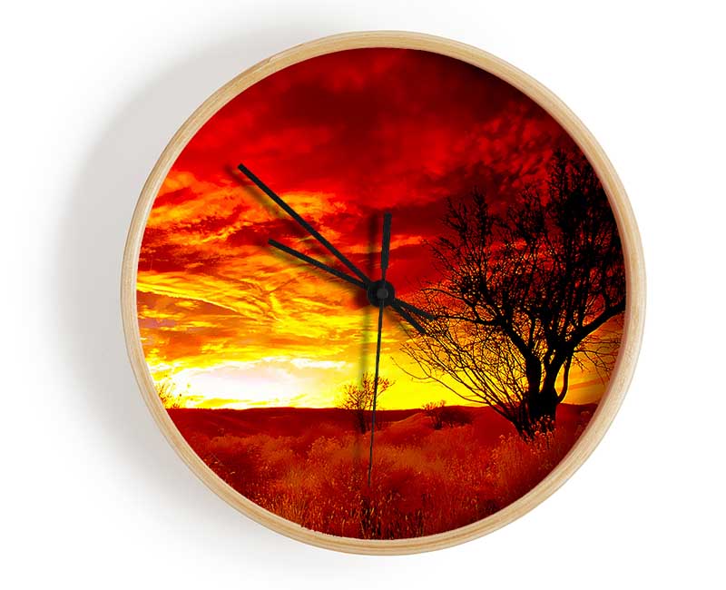 Red Yorkshire Dales Sunrise Clock - Wallart-Direct UK