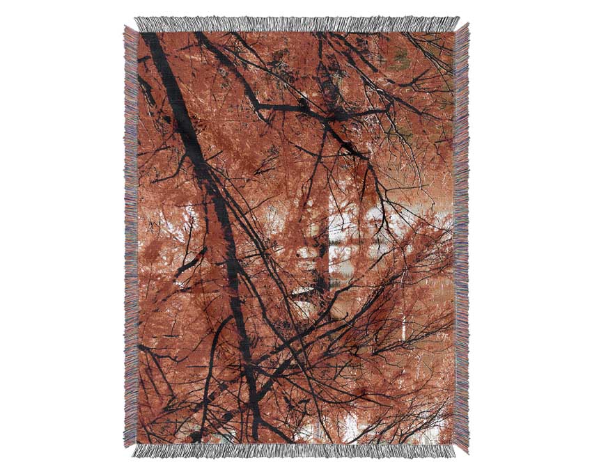 Red Autumn Trees Woven Blanket