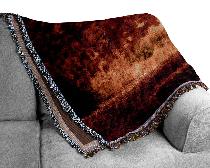 Red Autumn Tree Woven Blanket