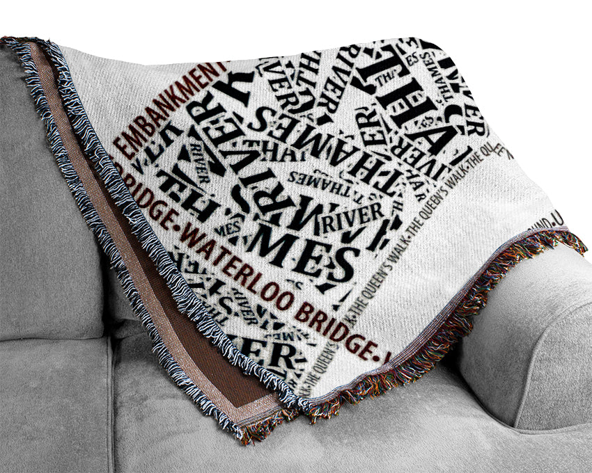 London River Thames Map Woven Blanket