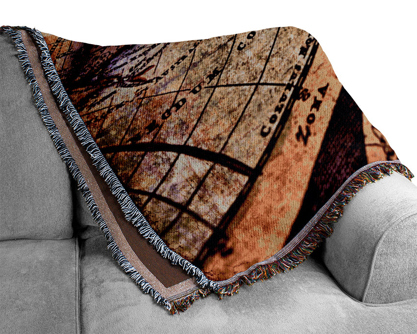 Threw The Looking Glass Map Woven Blanket