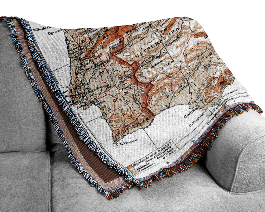 Map Of Spain Woven Blanket
