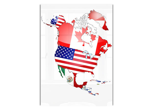North America Flag Map