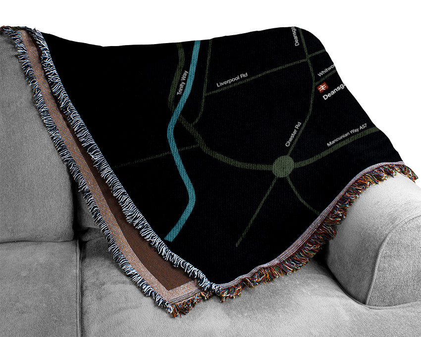 Manchester City Map Woven Blanket