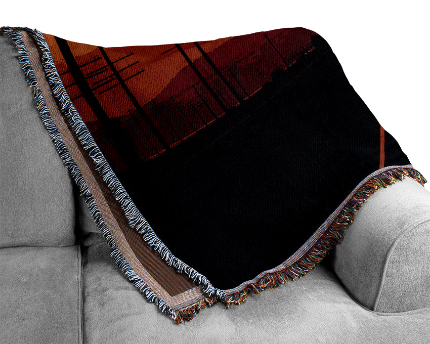 Railtracks At Dusk Woven Blanket