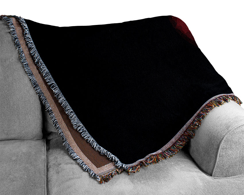 Red Guitar Flames Woven Blanket