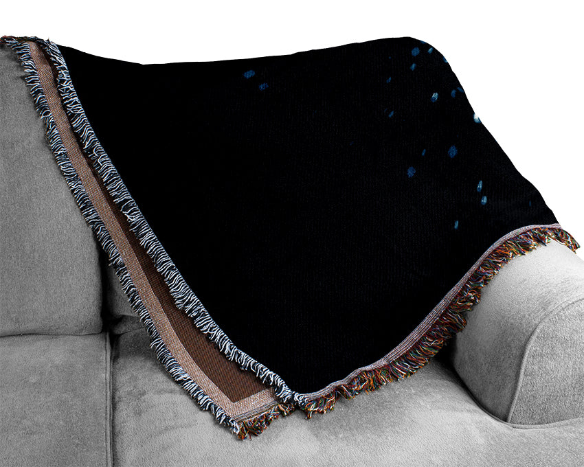 Electric Blue Water Drop Woven Blanket