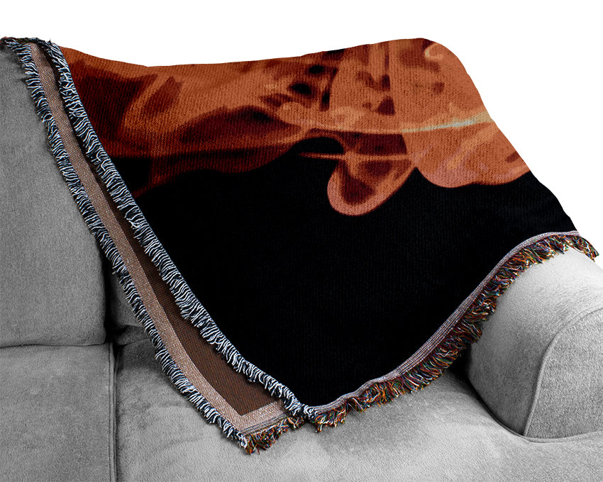 Orange Fireflies Woven Blanket