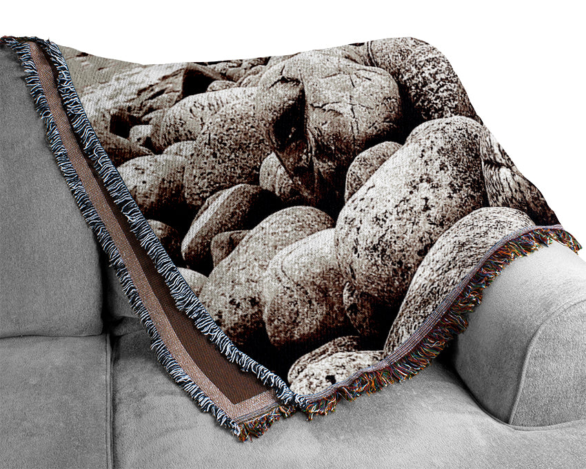 Pebbles Of The Ocean Brown Woven Blanket