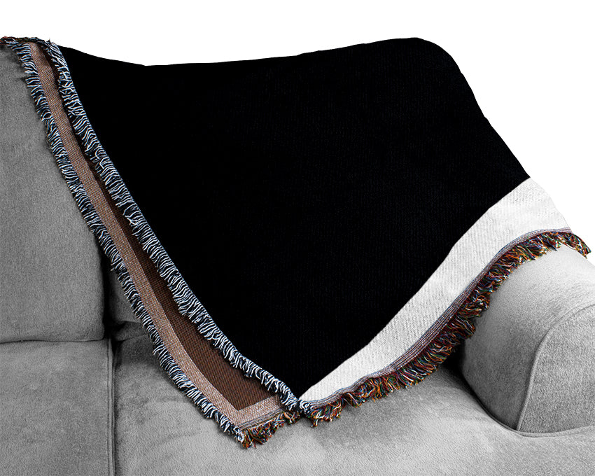 Palm Tree Moon White On Black Woven Blanket