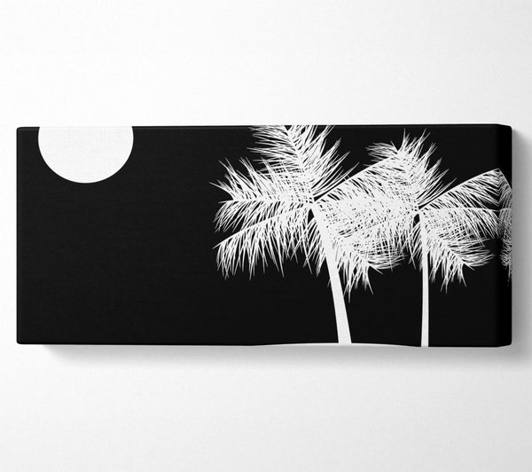 Palm Tree Moon White On Black