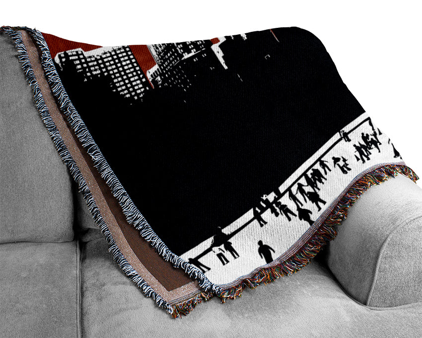 Painting The City Red Woven Blanket