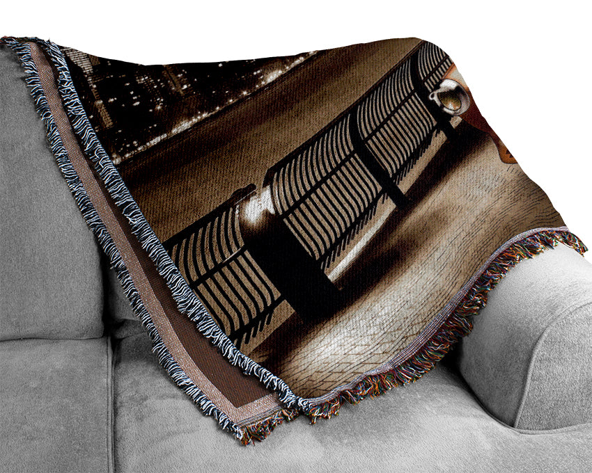 Retro Taxi NYC Woven Blanket