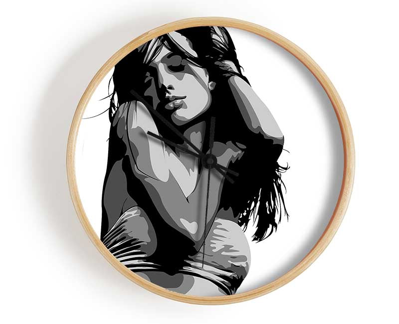 Female Beauty B n W Clock - Wallart-Direct UK
