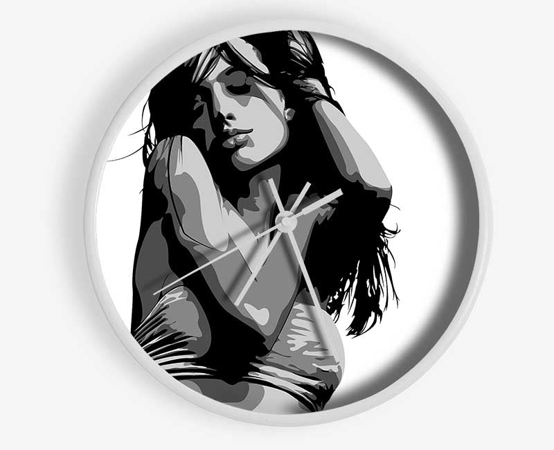 Female Beauty B n W Clock - Wallart-Direct UK