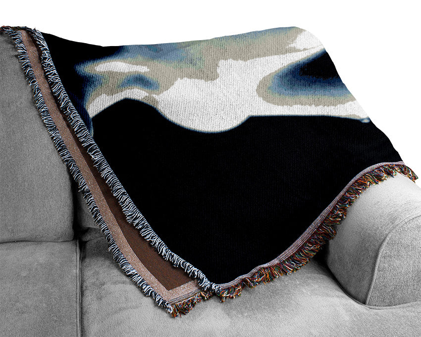 Female Torso Side Blue Woven Blanket