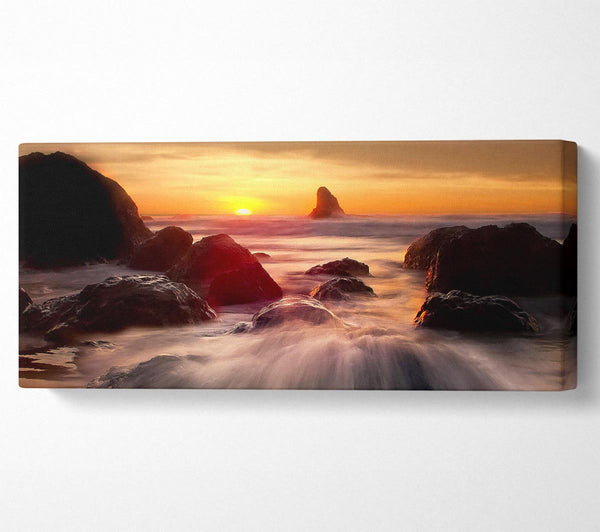 Ocean Waves Spilling On The Rocks