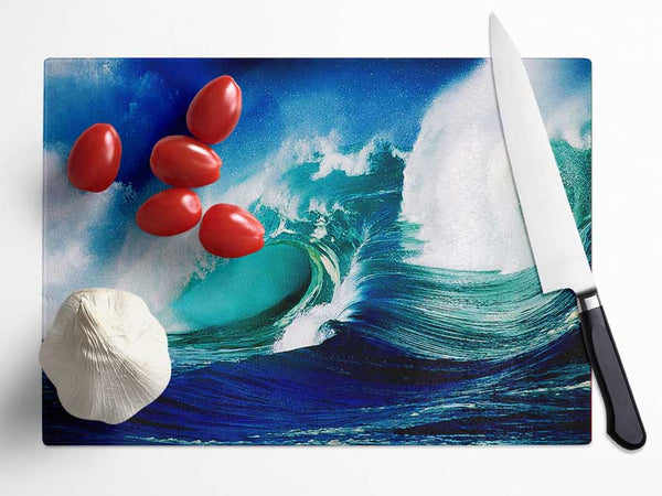 Crashing Ocean Waves Glass Chopping Board