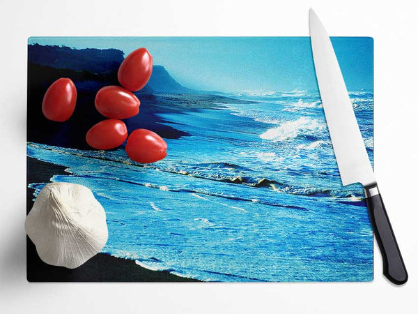 Blue Waves Delight Glass Chopping Board