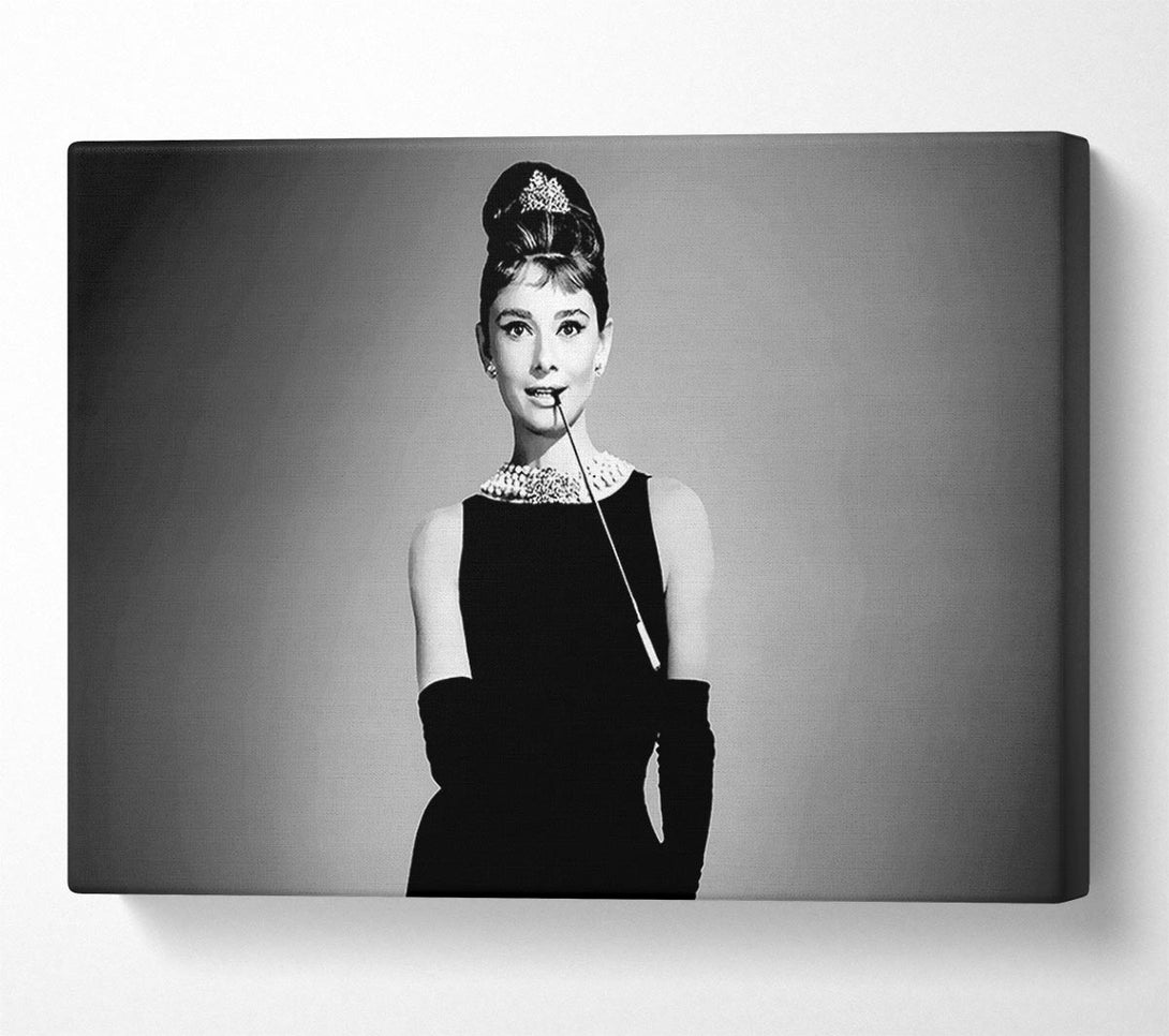  A Canvas Print of Audrey Hepburn Cigarette Breakfast At Tiffanys Canvas Wall Art