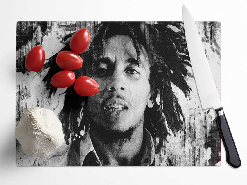 Bob Marley Redemption Song Glass Chopping Board