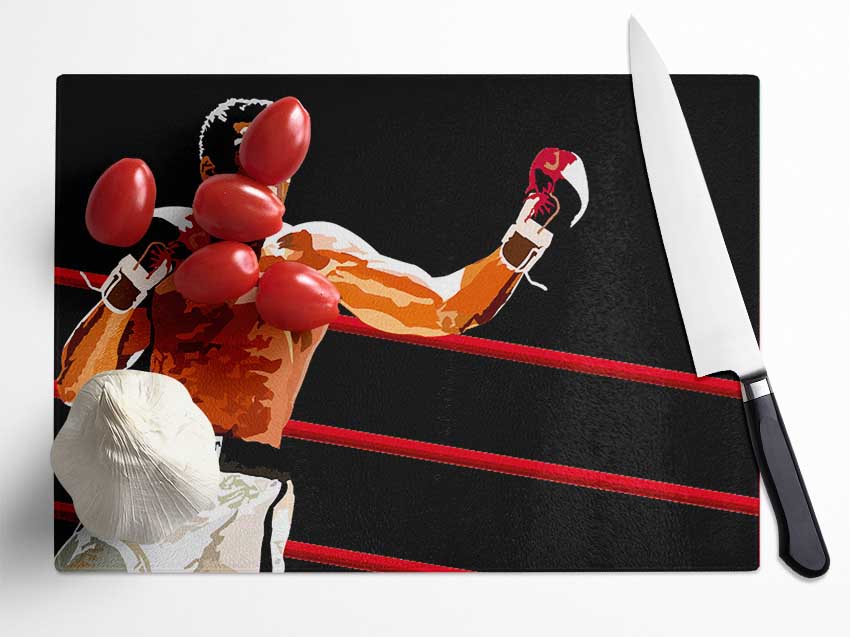 Muhammad Ali In The Ring Glass Chopping Board