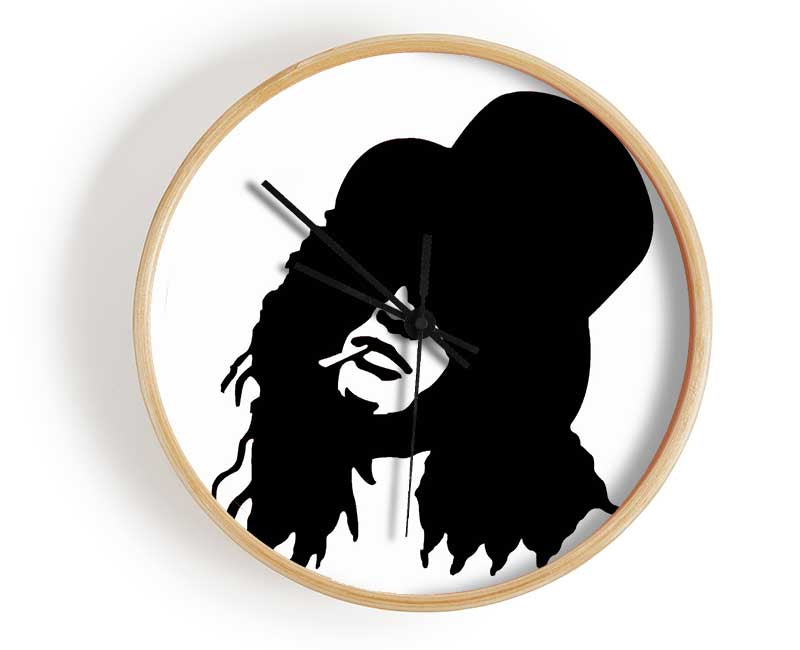 Slash Top Hat Black And White Clock - Wallart-Direct UK