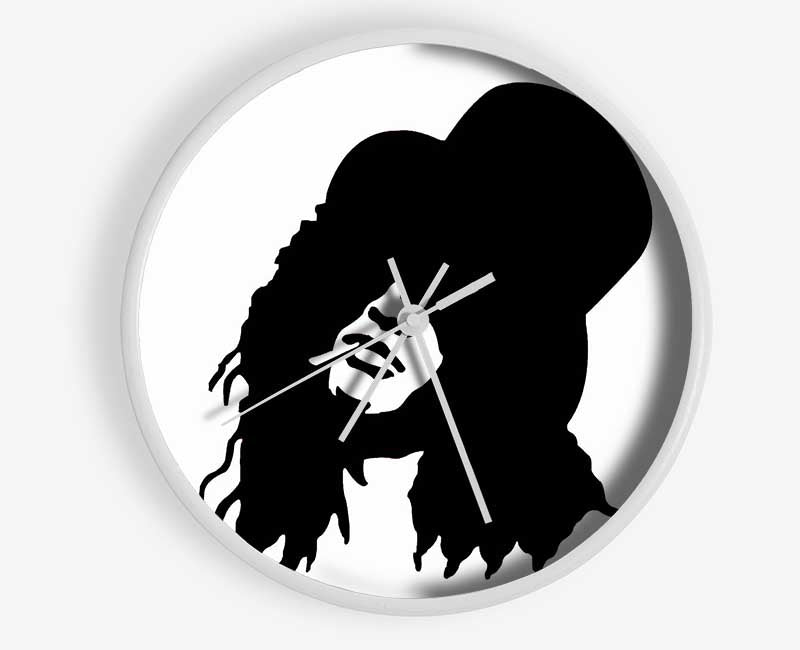 Slash Top Hat Black And White Clock - Wallart-Direct UK