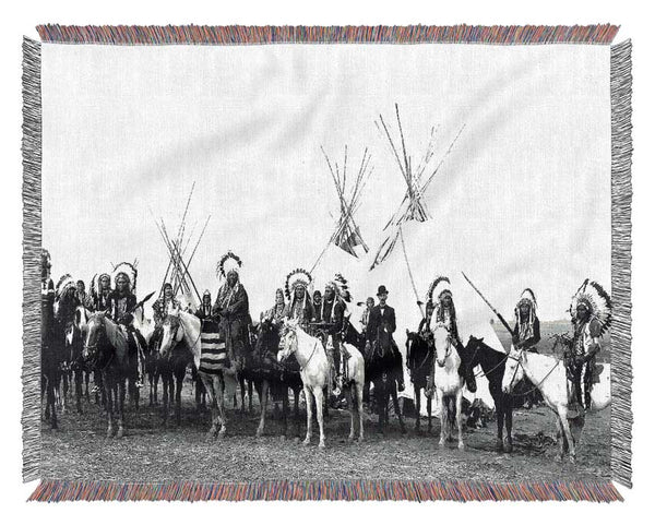 Native American Indians Woven Blanket
