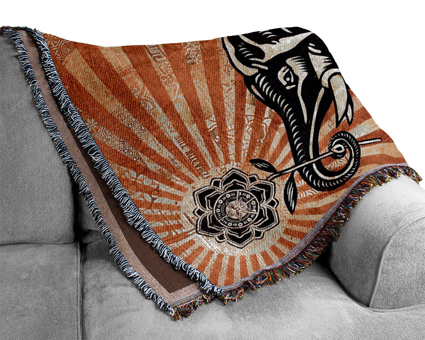 Elephant Sun Rays Woven Blanket
