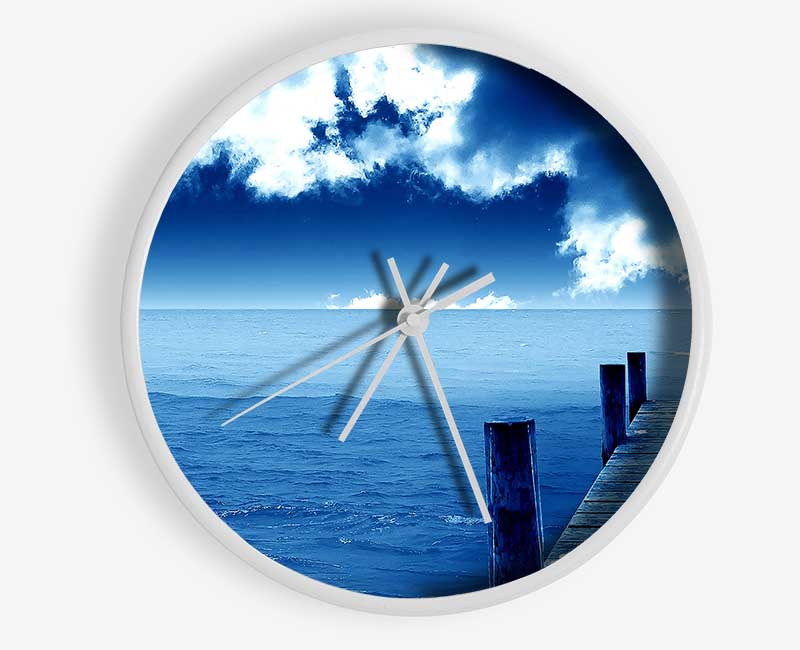 Blue Dock Clouds Clock - Wallart-Direct UK