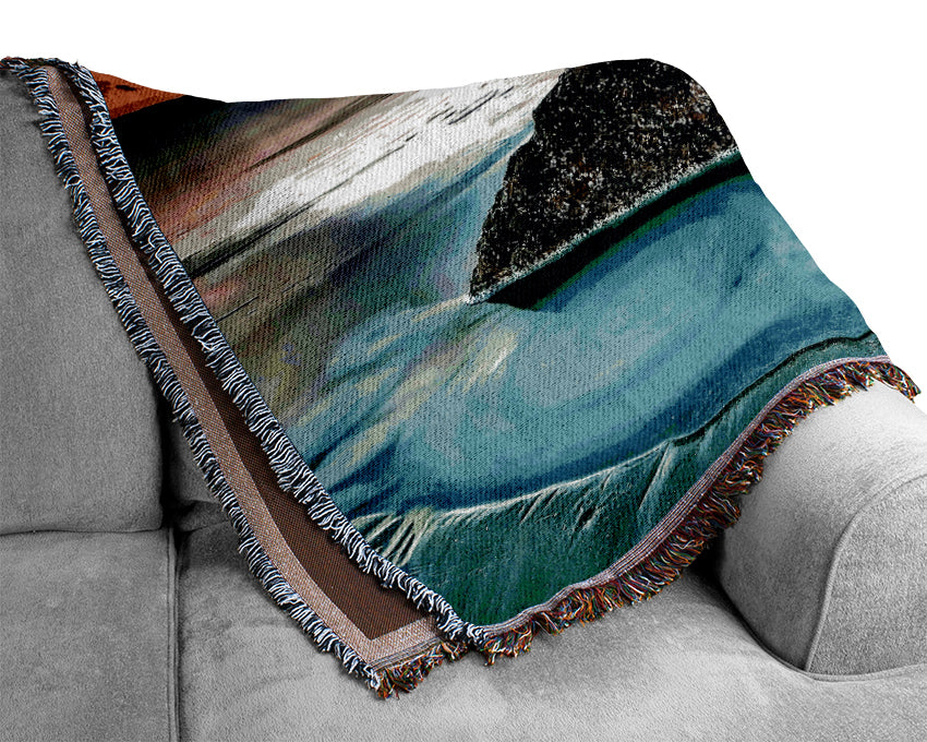 Swell Around The Rocky Ocean Woven Blanket