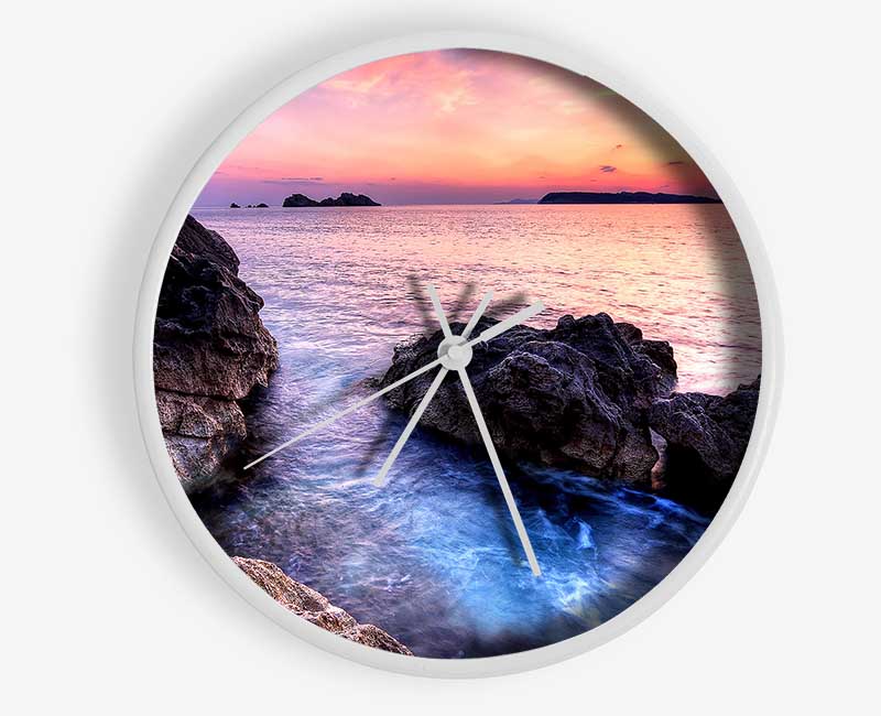 Ocean Rocks At Dawn Clock - Wallart-Direct UK