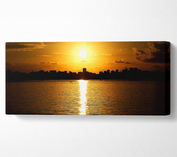 Sunset City Skyline Silhouette