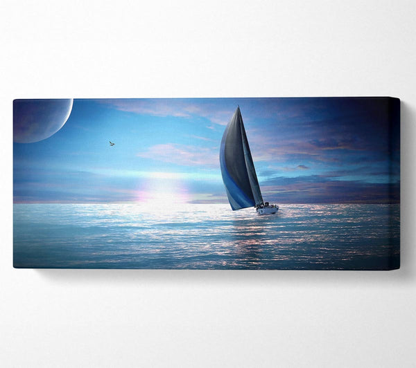 Sailing Boat In The Moonlit Ocean