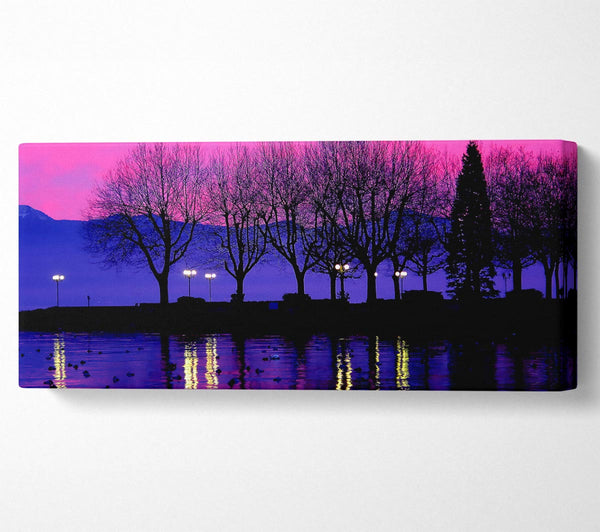 Surreal Pink Skies Over The Purple Lake