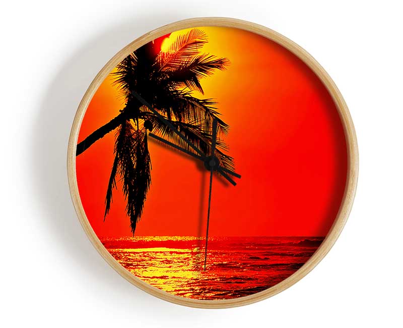 Palmtree Sunblaze Clock - Wallart-Direct UK