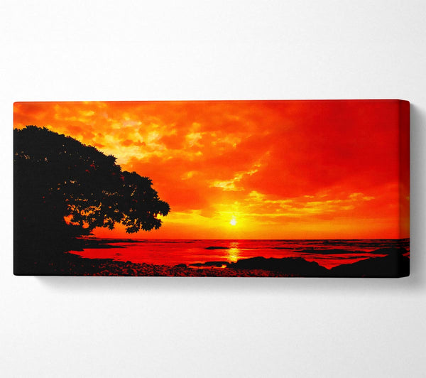 Stunning Orange Skies Over Ocean