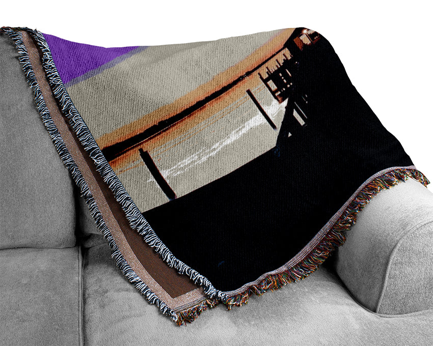 Purple Pier Ocean Woven Blanket