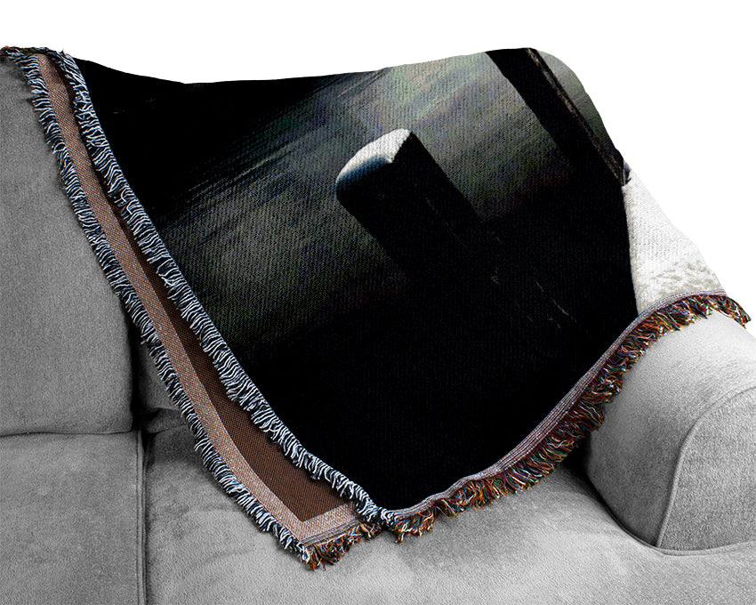 Tranquil Mountain View Lake Side Woven Blanket