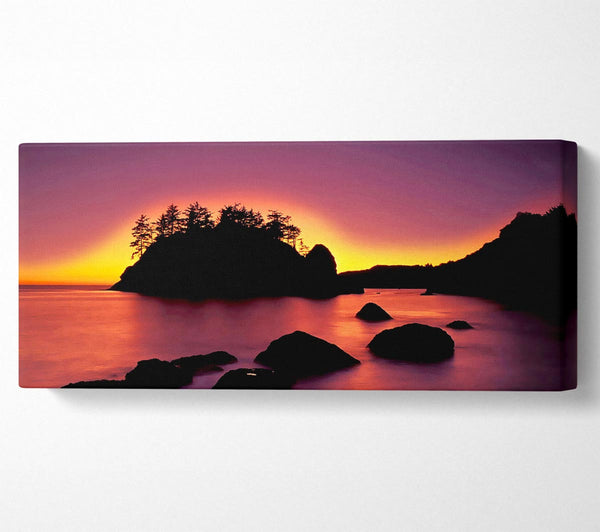 Pink Sunset Behind The Mountain
