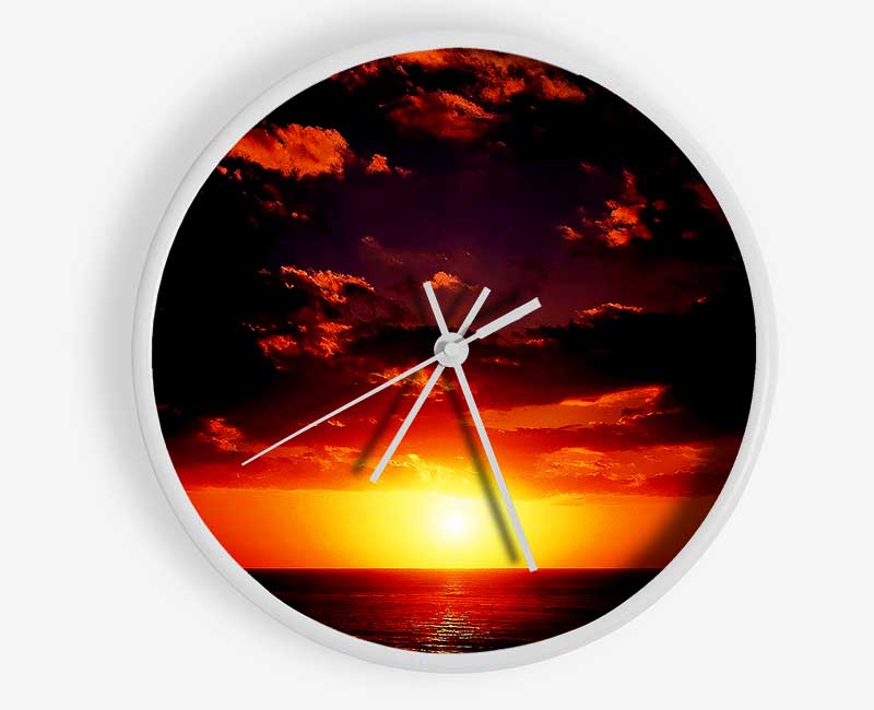 Sunset Through The Black Ocean Clouds Clock - Wallart-Direct UK