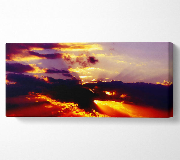 Red Sunrays Through The Clouds