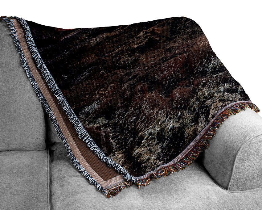 Sunset At Muriwai Beach Woven Blanket