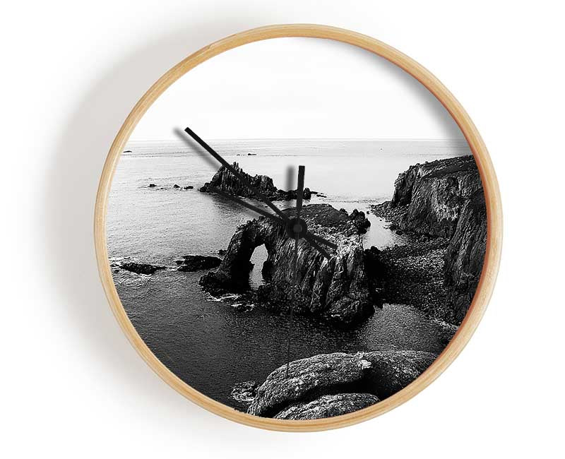 Ocean Rocks B n W Clock - Wallart-Direct UK