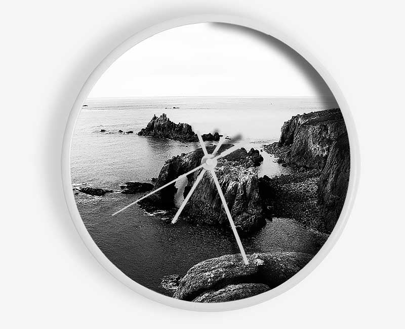Ocean Rocks B n W Clock - Wallart-Direct UK