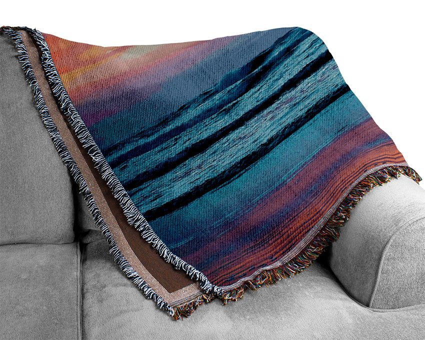 Stunning Blue Ocean Shores Woven Blanket
