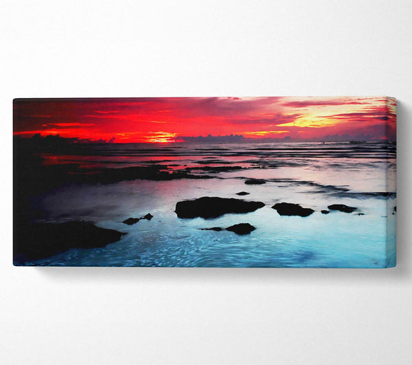 Lava Red Skies Over The Turquoise Ocean