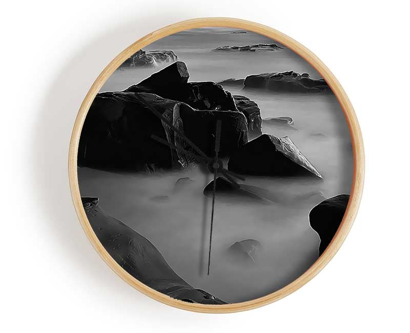 Ocean Rock Serenity B n W Clock - Wallart-Direct UK